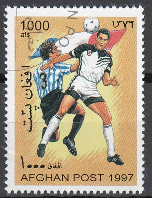 Afghanistan Briefmarke gestempelt Fußball Sport Frankreich Animation 1997 / 28