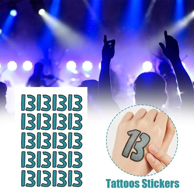 Fenyong Number 13 Temporary Tattoos Stickers Fake Tattoo Concert Rave O2P6