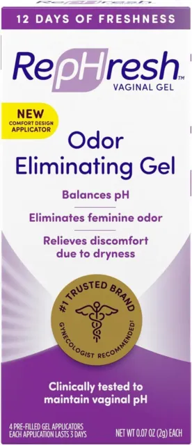 Eliminador de olores de pH vaginal RepHresh gel restaurador vaginal 4 aplicadores ***