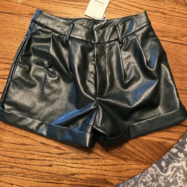 faux leather designer shorts women