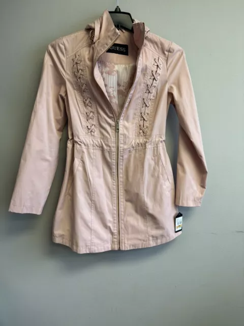 Guess Jacket Womens~Small~ Blush~ Parka ~Zip Hoodie Trench Coat ~Outdoors