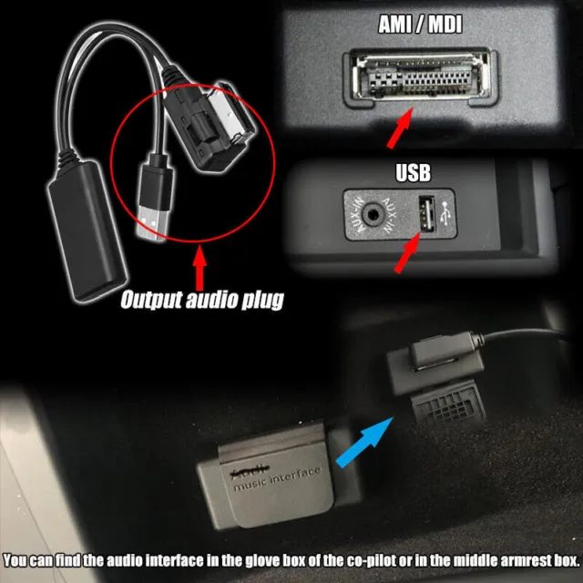 Pour AUDI A4 8T 8K 4F Q7 7L AMI MMI 2G USB AUX  Adaptateur Câble Bluetooth 2