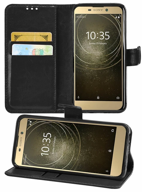 Portefeuille à rabat en cuir premium Sony Xperia L2 livre