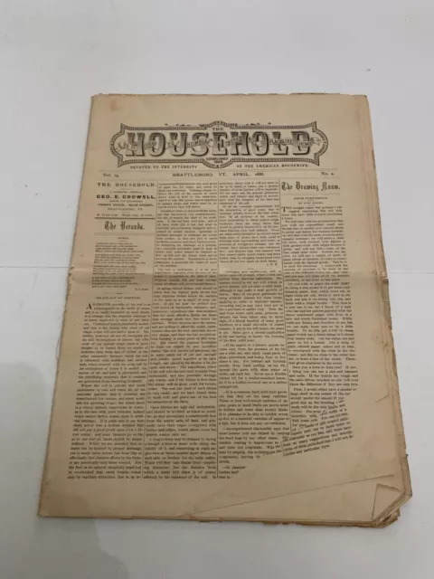 April 1886 The Household Magazine Brattleboro Vermont Volume 19 Number 4