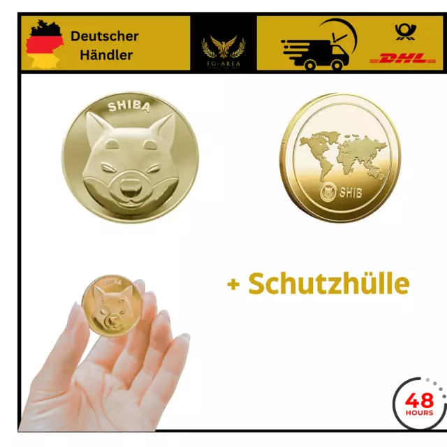 Shiba Inu Coin SHIB Münze Gold Bitcoin Sammlermünze  BTC Krypto Währung Geschenk