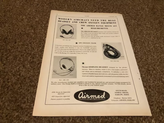 (Ac46) Advert 11X8" Airmed Limited - Airlite Headset - Sp2 Oxygen Masks