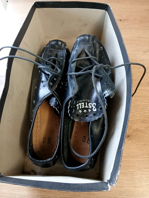 Chaussures De Cyclisme Vintage DETTO PIETRO Noir Taille 40, Cuir Véritable Et Lacets, Modèle P40