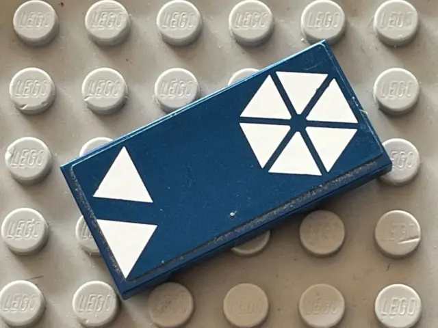 LEGO Dark Blue Tile 2x4 with 8 White Triangles Ref 87079pb0024 / Set 8086