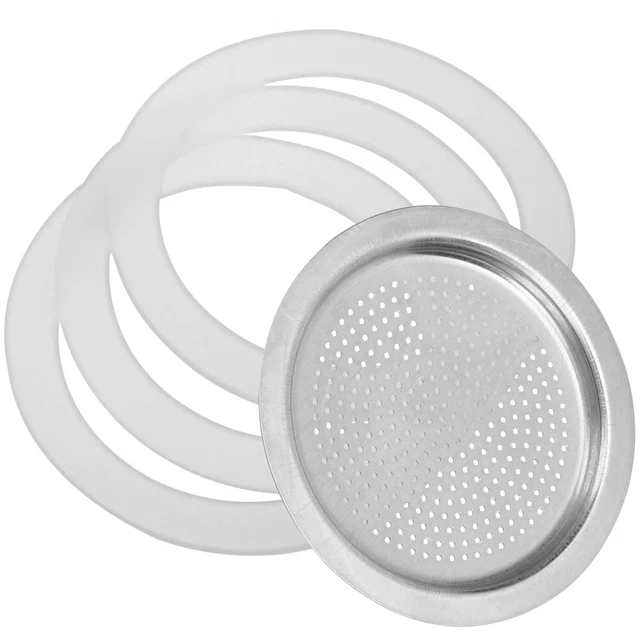 Kit Ricambi Per Moka Espresso: Maniglia, Guarnizione, Imbuto E Filtro - Per 1, 3, 6, 9, 12 Tazze