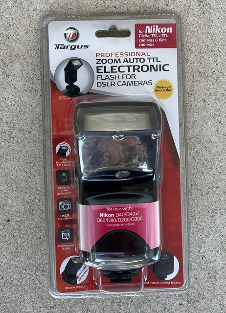 Targus Zoom Auto Tilt Flash for Nikon Digital TTL, I-TTL Camera’s, Film Cameras