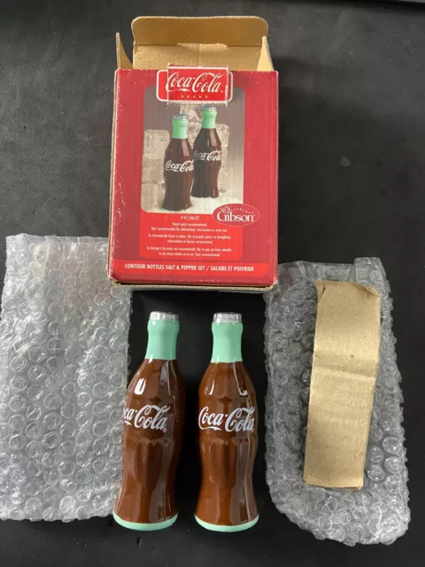 Vintage Coca-Cola Bottles Ceramic Salt and Pepper Shakers 5" tall NEW