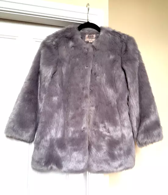 Arabella & Addison Girls Grey Faux Fur Coat 9-10 Years VGC