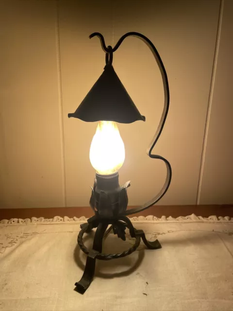 Arts & Crafts Mission Gothic Style Lamp Lantern Light Antique Black Tin Shade