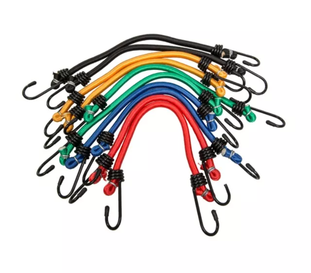 10x BUNGEE STRAPS LUGGAGE STRAPS ELASTIC HOOK CORDS FOR SUITCASE RUCKSACK BAG