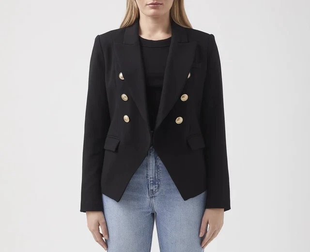 NEW DECJUBA Carly Black Double Breasted Blazer Jacket Size 8 95.88 PicClick AU