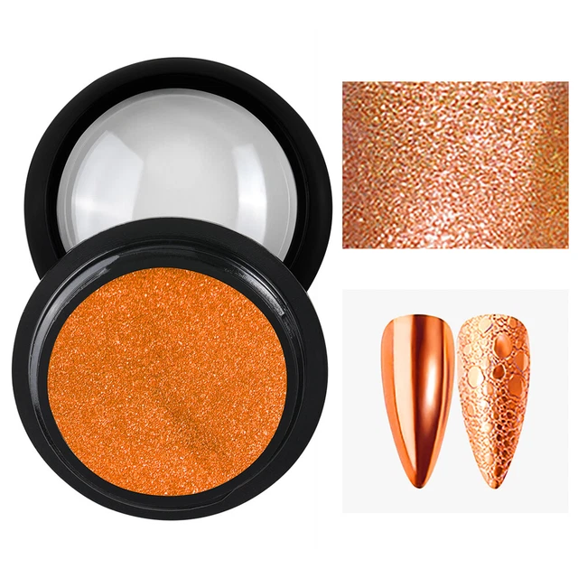 New Orange Effect Mirror Chrome Nail Powder Pigment No Polish Foil Nails Colour
