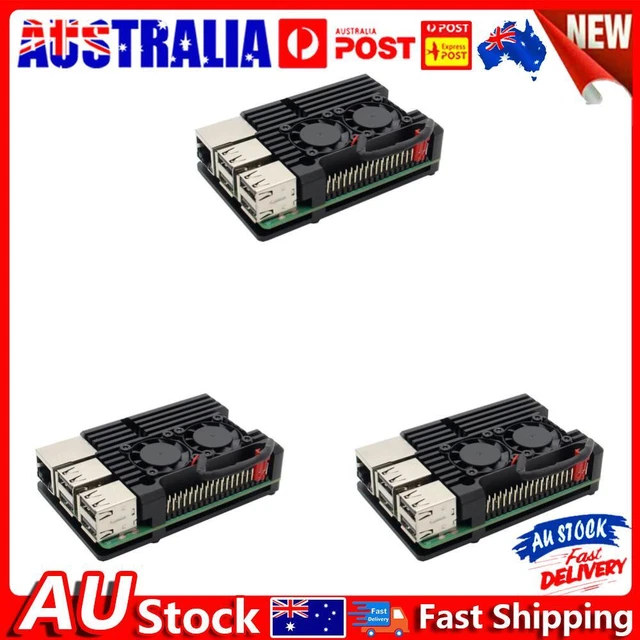 For Raspberry Pi 3 Model B B+ Aluminum Case Shell with Dual Cooling Fan AU