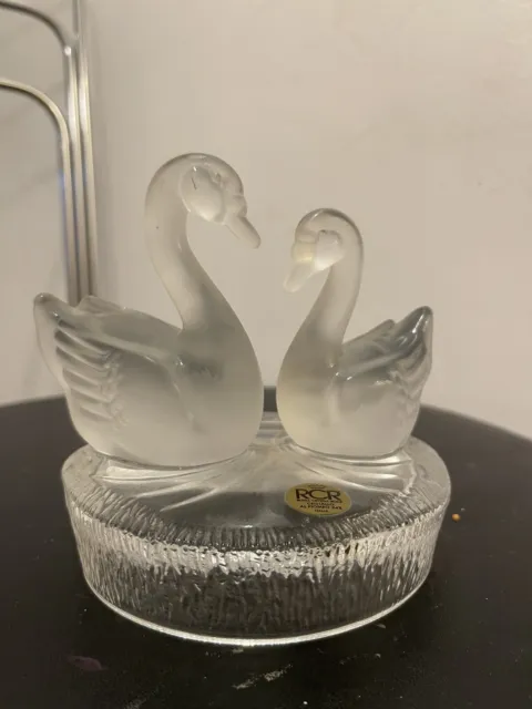 Royal Crystal Rock 24% lead Crystal glass Swans figurine/ornament /gift Italy