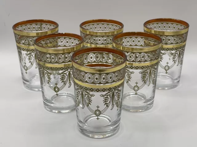 Gold Moroccan Glasses Artisan Tea and Wine Morrocan Tumbler Glass Cups Set of 6