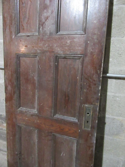 ~ ANTIQUE OAK 6 PANEL DOOR WITH HARDWARE W ~ 32 x 81.5 ARCHITECTURAL SALVAGE 4
