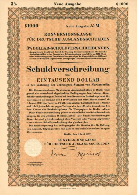 Schuldverschreibung - $1,000 Bond (Uncanceled) - German Stocks and Bonds