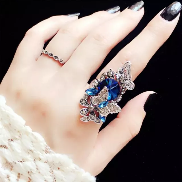 Butterfly Set Ring Blue CZ stone work  Elegant Classic RING  