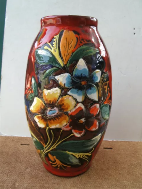 Vase numéroté - Céramique-Faïence - Décor floral - Made in Italy