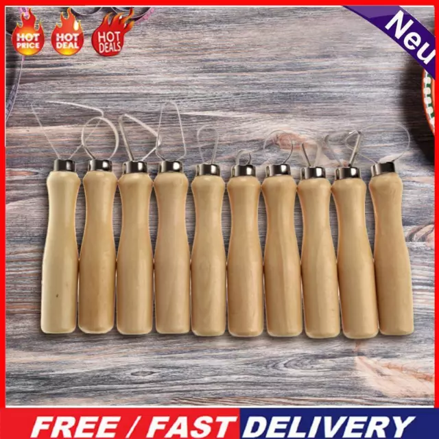 10 Pcs Wood Pottery Clay Sculpture Loop Tool with Stainless Steel Flat Wire