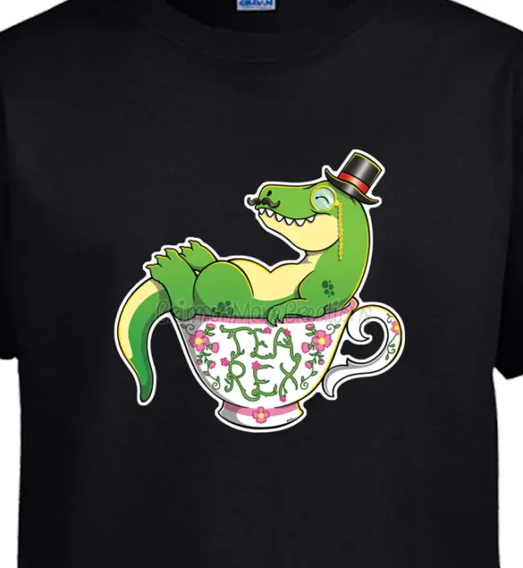 T-Rex Dinosaur T-Shirt -Tea Rex Pun Jurassic Cute Funny Novelty Kids Ladies Mens