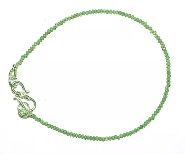 925 Argento Sterling 8 " Sottile Bracciale Peridoto Verde Gemma 2mm Perline YH55