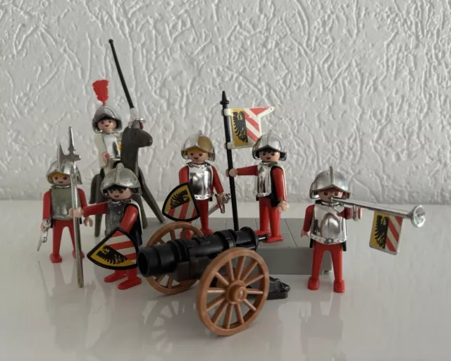 Playmobil Klicky Ritter: Chrom Figuren / Ritter Stadtwache mit Kanone