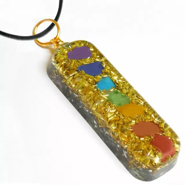 Orgone Energy Generator Pendant Orgonite Rainbow Chakra Gemstone Necklace