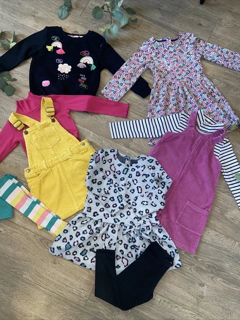 RAGAZZE Pacchetto abbigliamento autunno inverno luci arcobaleno abito maglione funky ecc 2-3