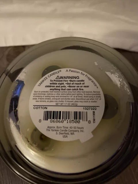 YANKEE CANDLE RARE PURE COTTON 3-WICK CANDLE 17 OZ. Retired 40-50 Hour ...