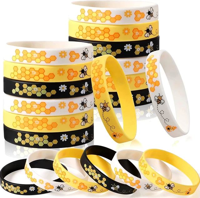Bee Bracelet Silicone Bee Wristband Assorted Color Bee Theme Party Favors Bee Te Bee Bracelet Silicone Bee Wristband Assorted Color Bee Theme Party Favors Bee Te
