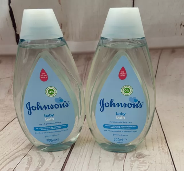 *NEW* 2 x 500ml Johnsons Baby Bath, pure & gentle daily care, no more tears