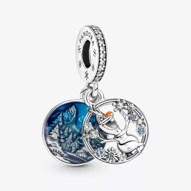 *BRAND NEW* Pandora Silver Disney Frozen Snow Olaf Double Dangle Charm 799638C01