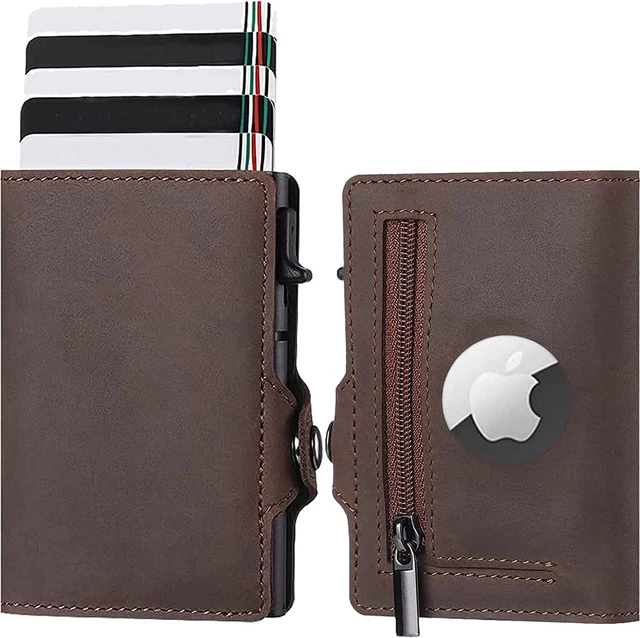 Pop Up Wallet, Aluminum Credit Card Holder Full Grain Leather Frone