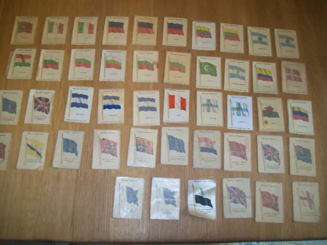 Kensitas National Flags silk cigarette cards - 45 Cards - Some the same