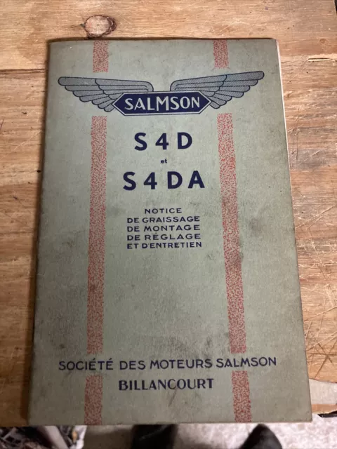 notice SALMSON S4D et S4DA originale rare