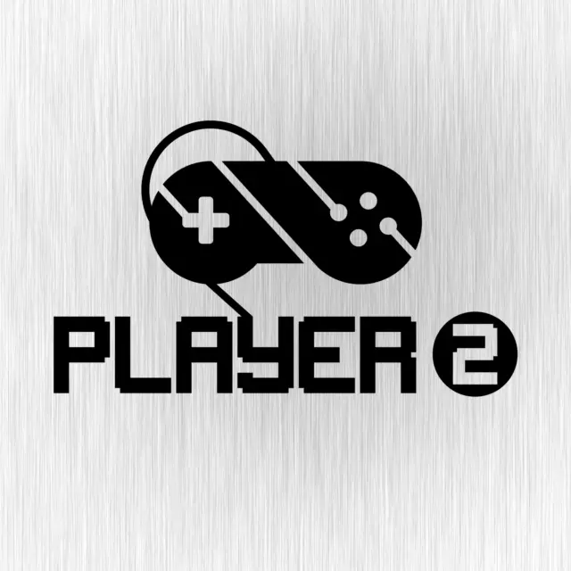 Player 2 Lettore Gamer Gaming Geek Nerd Nero Vinile Decalcomania Adesivo