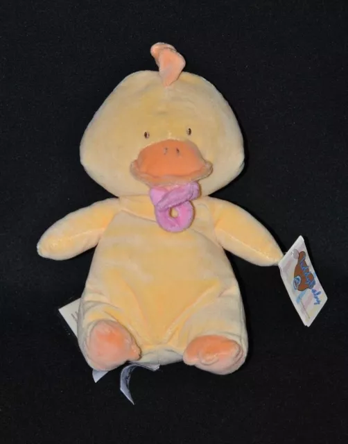 Peluche doudou canard TEDDYKOMPANIET jaune orange rose 23 cm 100% NEUF