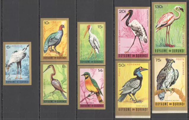 Ss0784 Imperf 1965 Burundi Fauna Birds #158-166 Airmail Rare Set Mnh