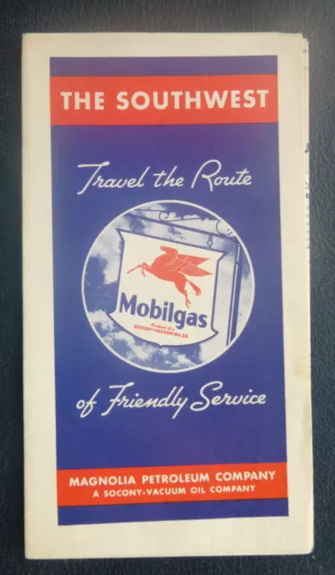 1951 Southwest road map Magnolia Petroleum oil gas Socony Vacuum Texas Oklahoma