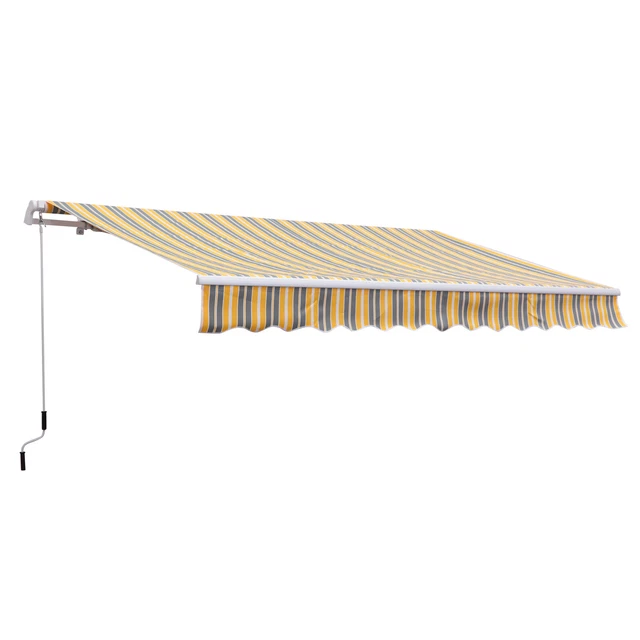 0℃ Outdoor Tenda Da Sole A Bracci Per Esterno Regolazione Con Manovella, Tenda Da Sole Retrattile Manuale Elettrico Motorizzato Per Balcone Impermeabile Ai Raggi UV In Poliestere,#1,2x1.5m - Foto 11
