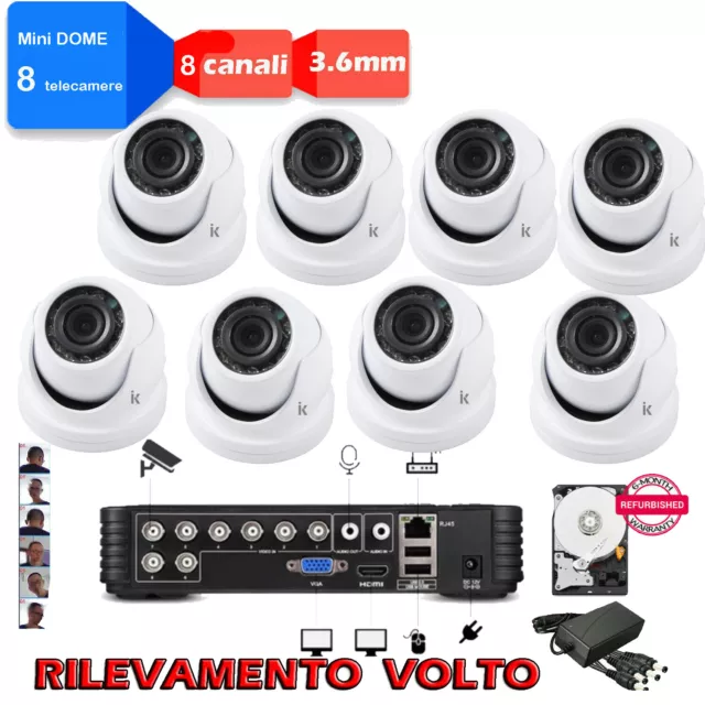 KIT VIDEOSORVEGLIANZA DVR IBRIDO 5MPX + 8  MINI DOME 5MPX cip SONY +  HD SATA