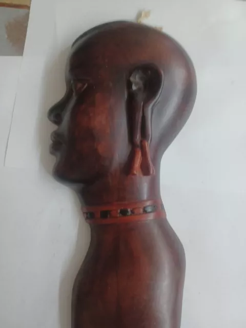 Vintage Hand Carved Hard Wood African Ethnic Wall Hanging Sculpture Artwork 3