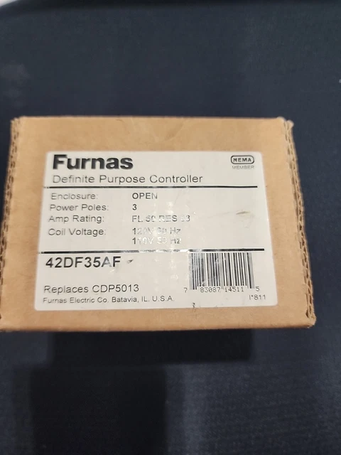 Furnas 3 pole contactor 42DF35AF   ESAB part # 672699  50amp 120v coil  NOS