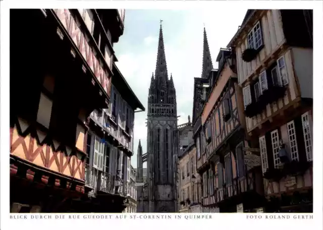 Postkarte Frankreich France Carte Postale Postcard QUIMPER Rue Gueodet Kirche