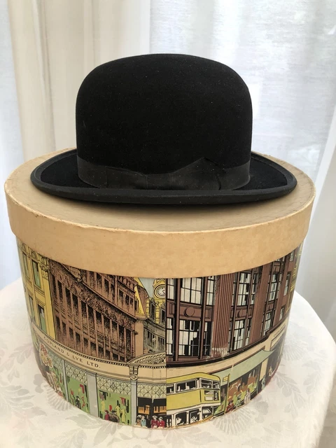 VINTAGE MASTERS Co Clothiers Ltd Black Bowler Hat Size 7 55.9cm 60.00 PicClick UK